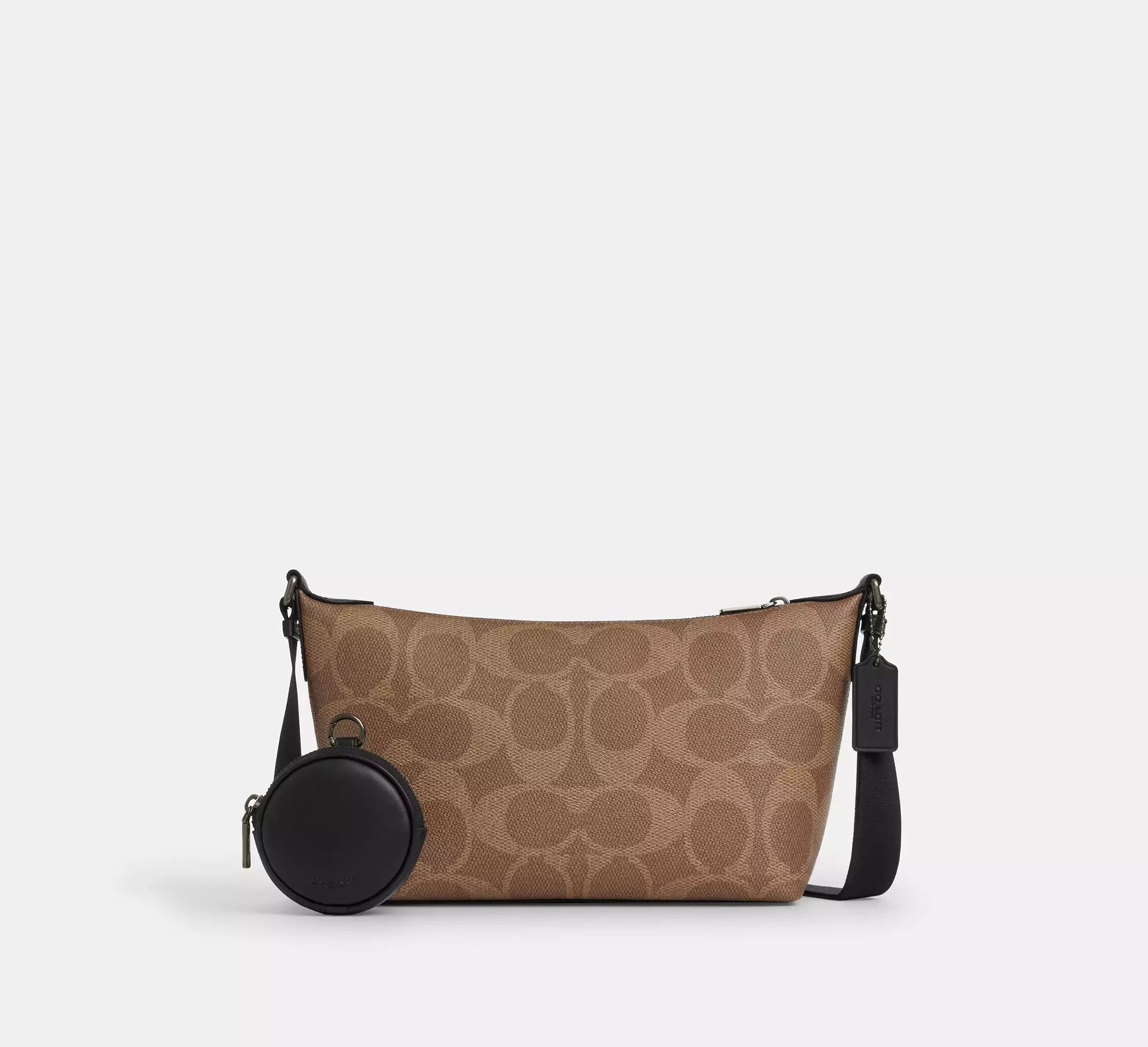 Coach Small Finn Crossbody Bag With Pouch In Maxi Signature - Gunmetal/Tan/Black - My Suti