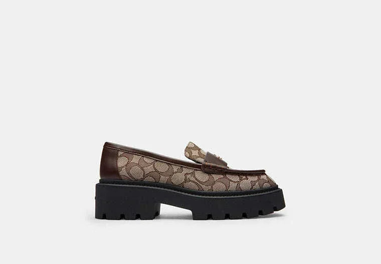 Coach Lucy Loafer In Signature Jacquard-Oak/Maple - My Suti