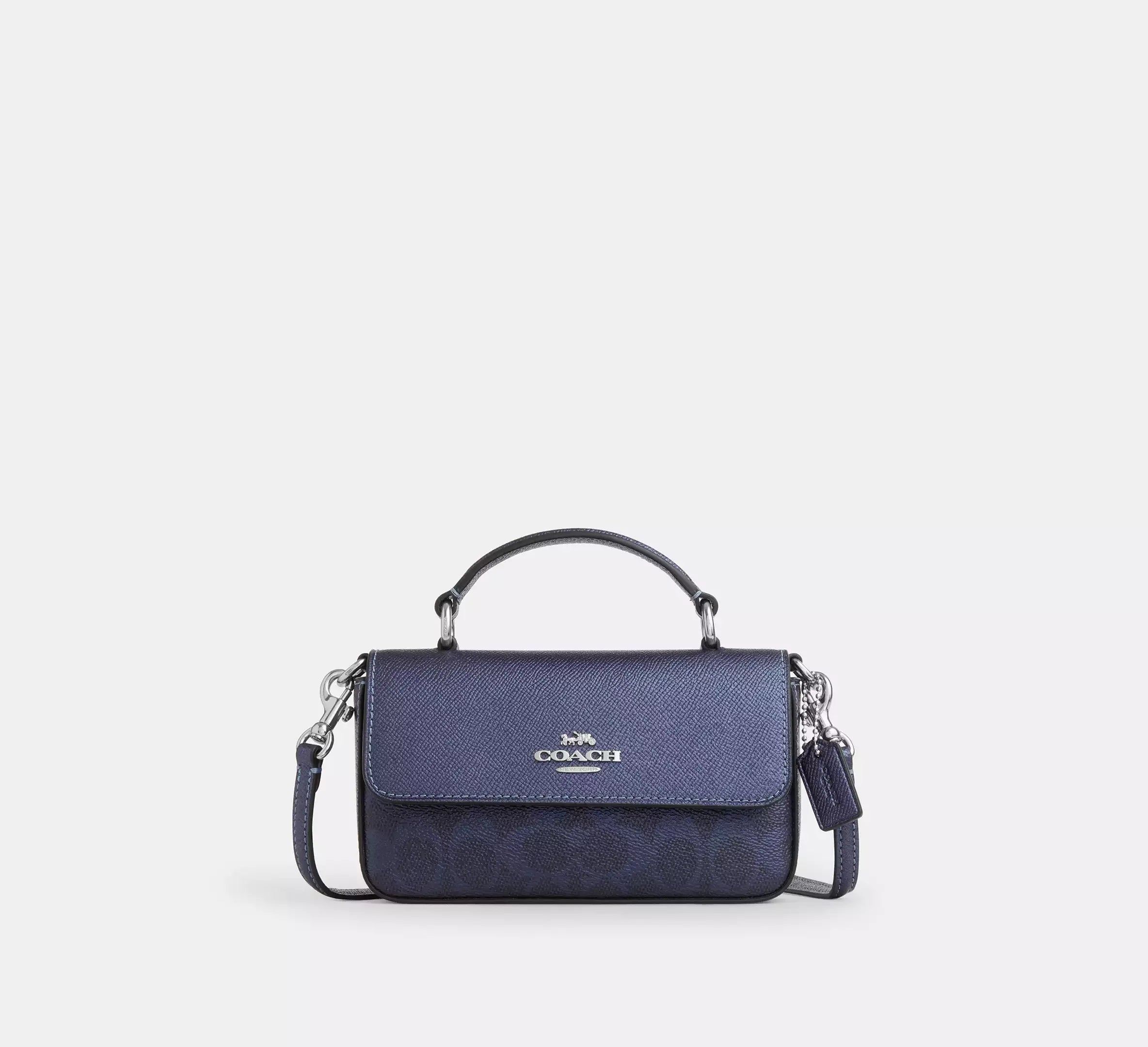 Coach Mini Josie Top Handle Bag In Signature - Sv/Blue/Navy - My Suti