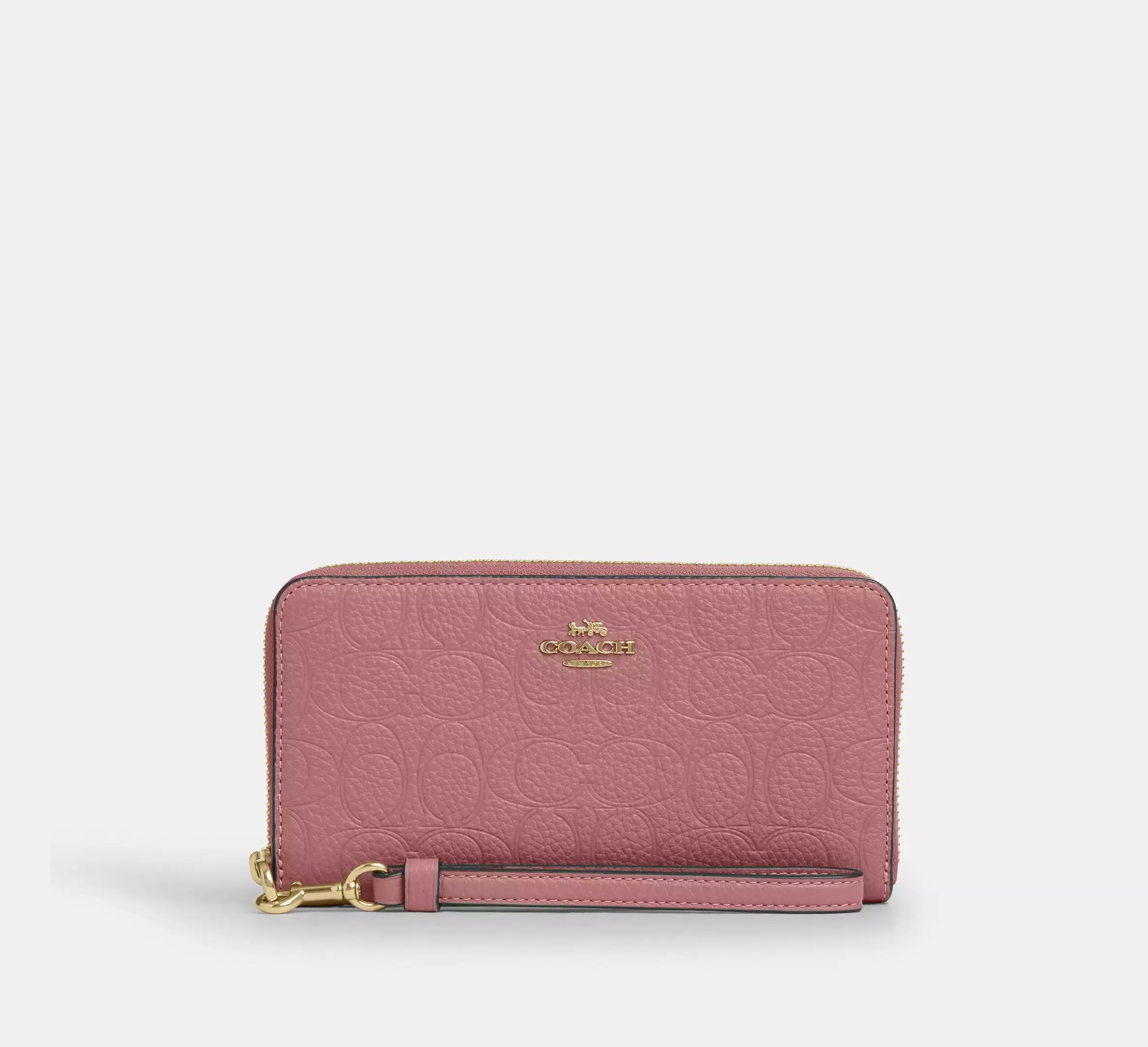 Coach Long Zip Around Wallet In Signature Leather - Gold/Peony - My Suti