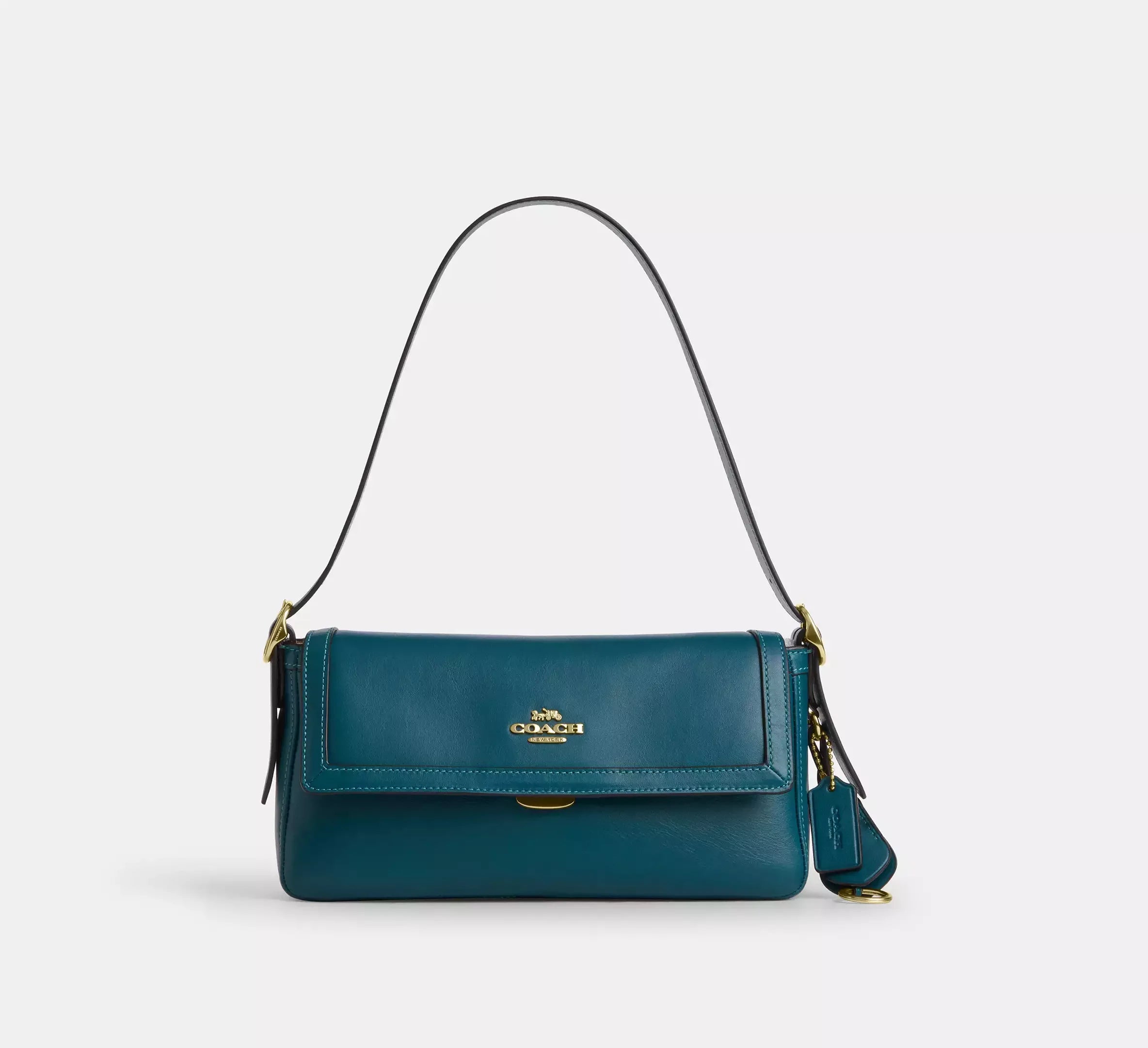 Coach Etta Small Flap Shoulder Bag - Gold/Teal Ink - My Suti