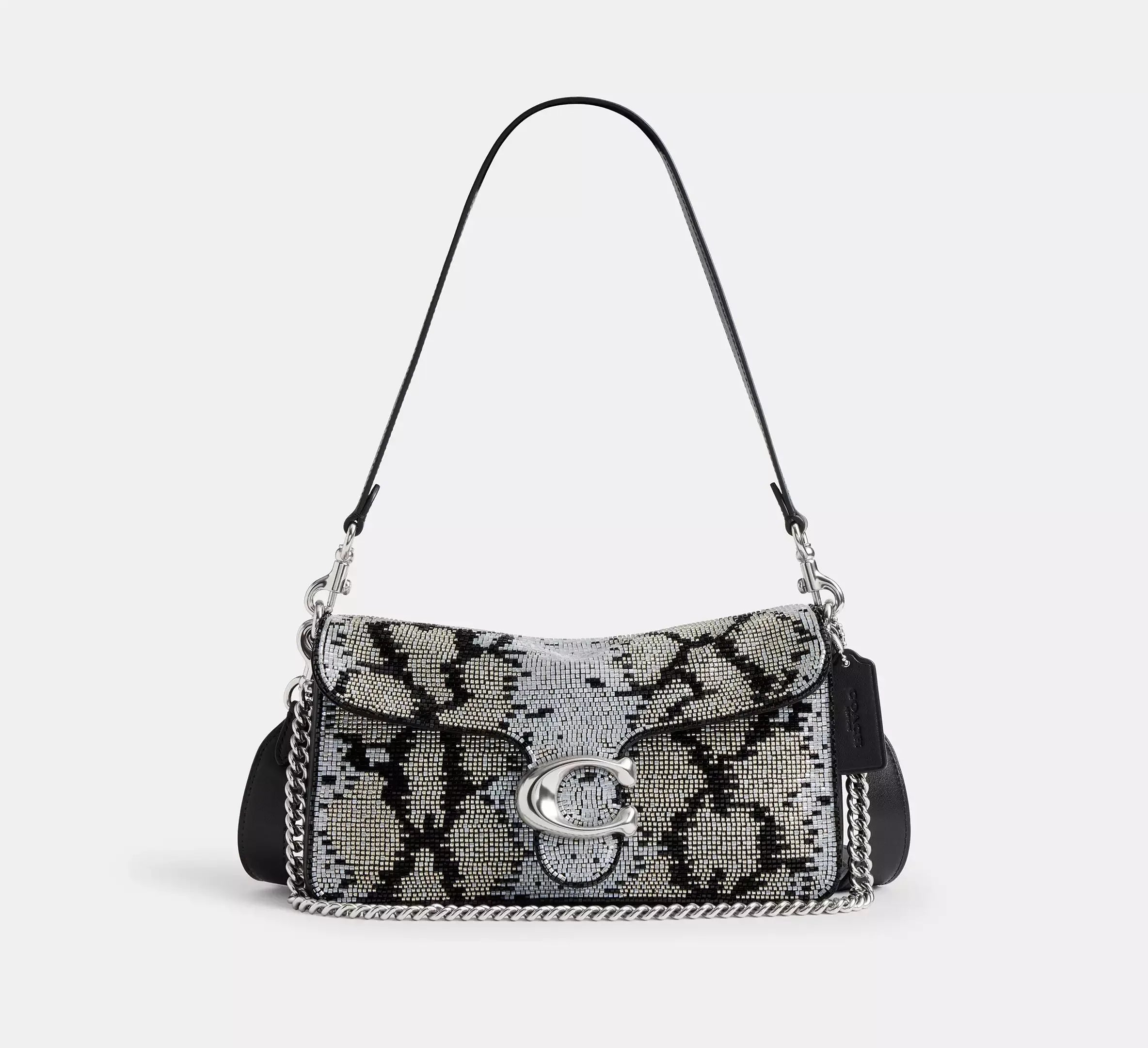 Coach Tabby Shoulder Bag 26 With Beaded Snake - Silver/Black - My Suti