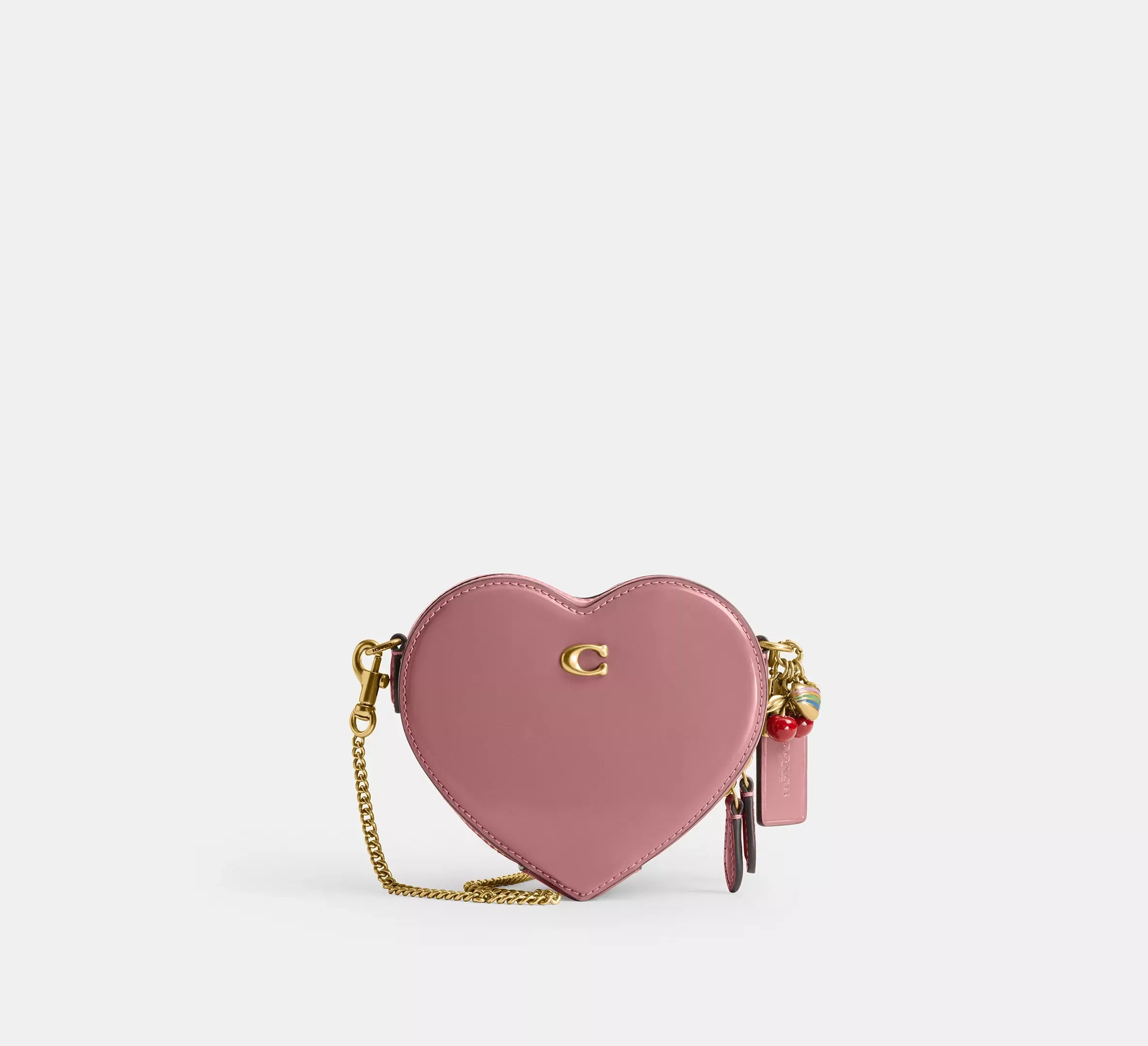 Coach Heart Crossbody Bag 14 With Charms - Brass/Peony - My Suti