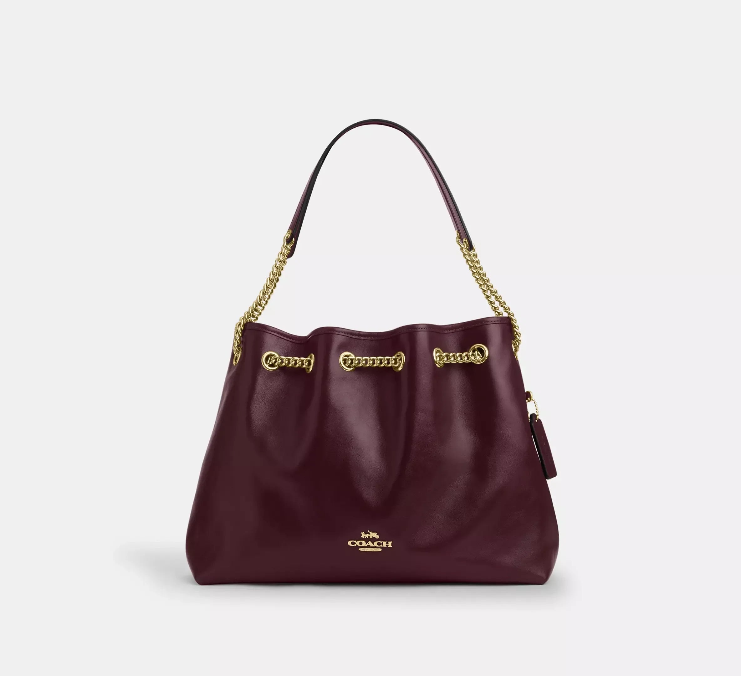 Coach Evelyn Shoulder Bag - Gold/Dark Wine - My Suti