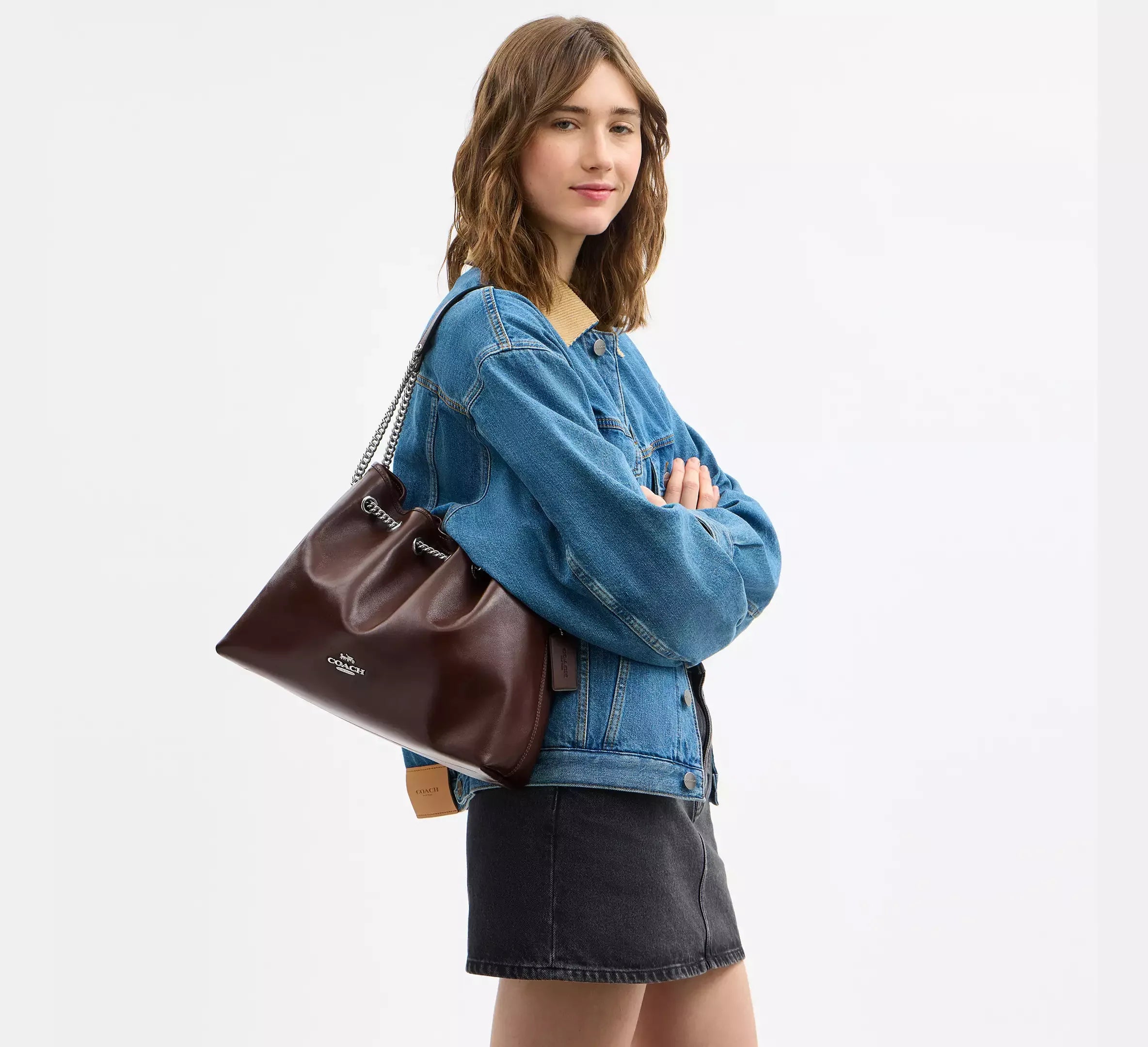 Coach Evelyn Shoulder Bag - Silver/Maple - My Suti