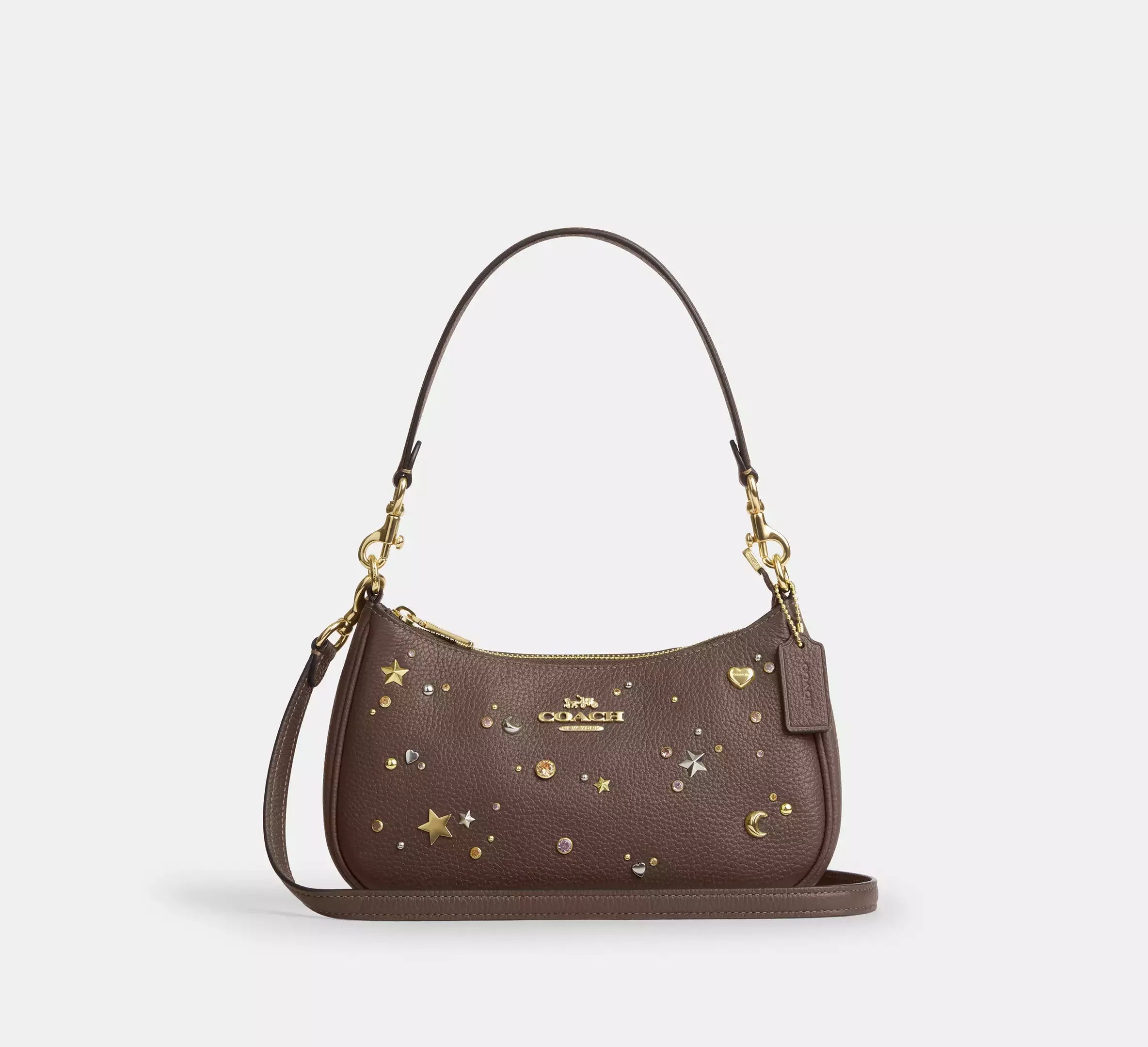 Coach Teri Shoulder Bag With Rivets - Gold/Dark Stone - My Suti Coach Teri Shoulder Bag With Rivets - Gold/Dark Stone - My Suti