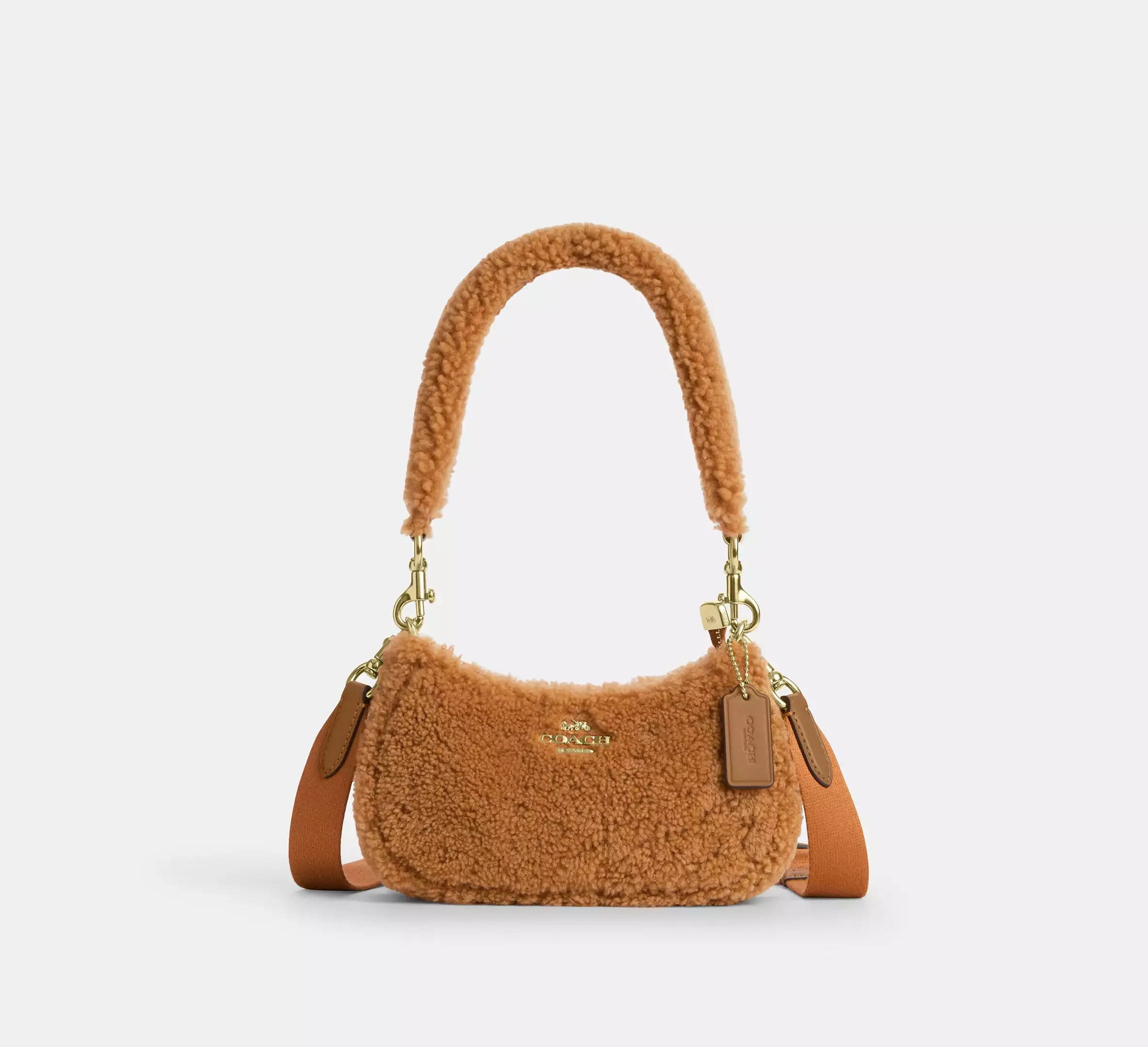 Coach Teri Mini Crossbody Bag In Shearling - Im/Dark Natural/Honey Brown - My Suti