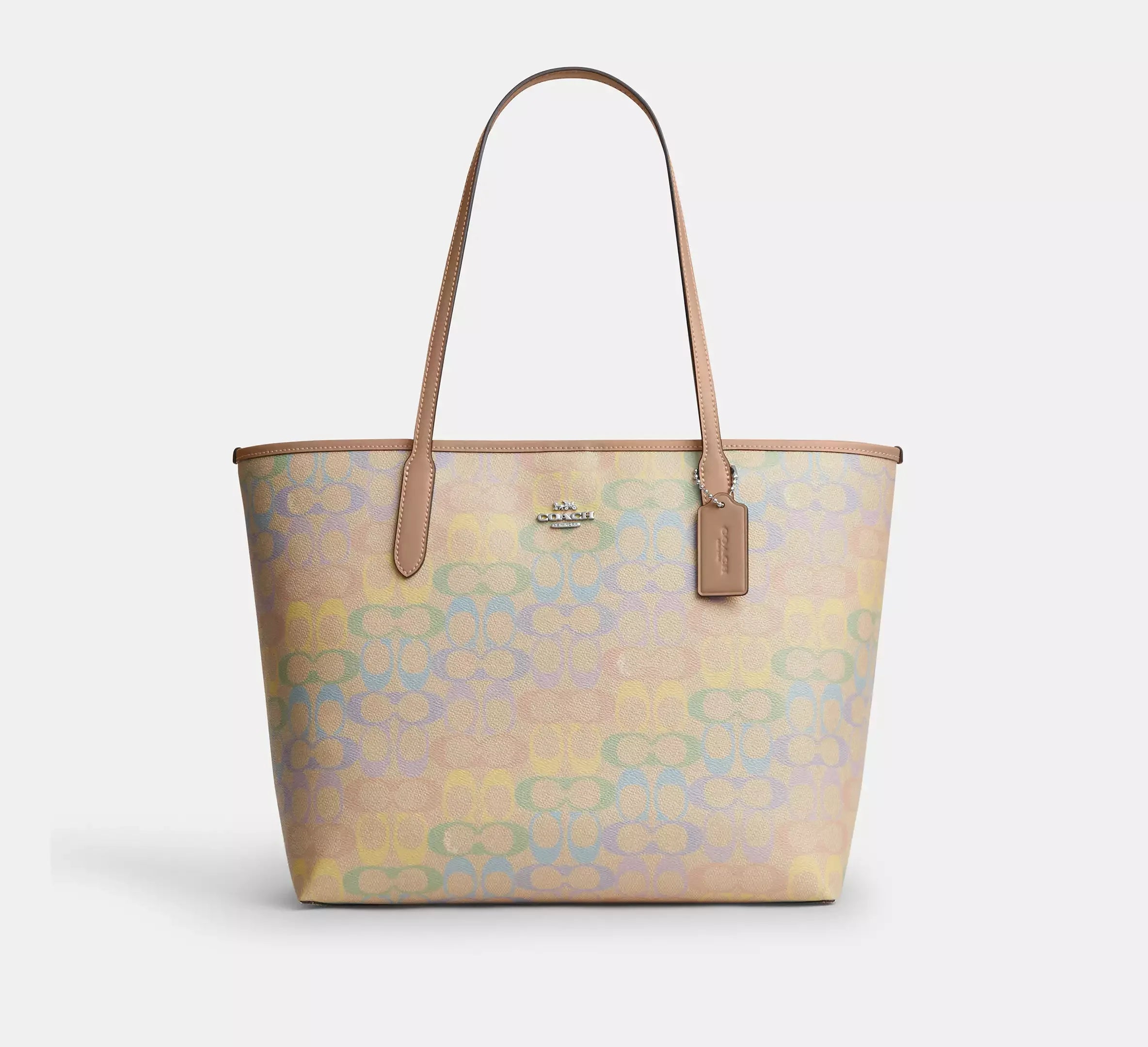 Coach City Tote Bag In Rainbow Signature - Silver - My Suti