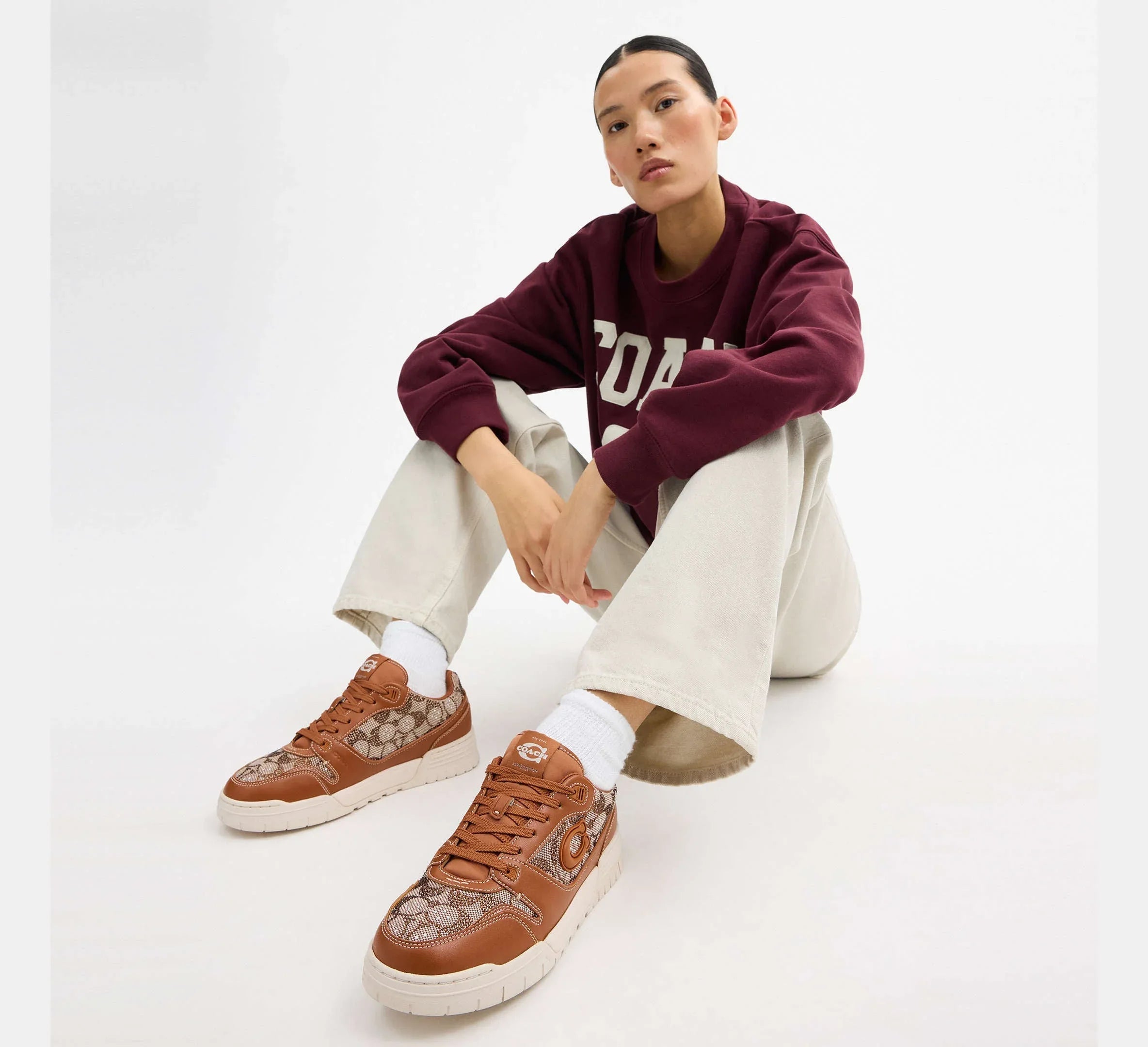 Coach Women's Soho Sneaker In Crystal Signature Jacquard - Cocoa/Burnished Amber - My Suti