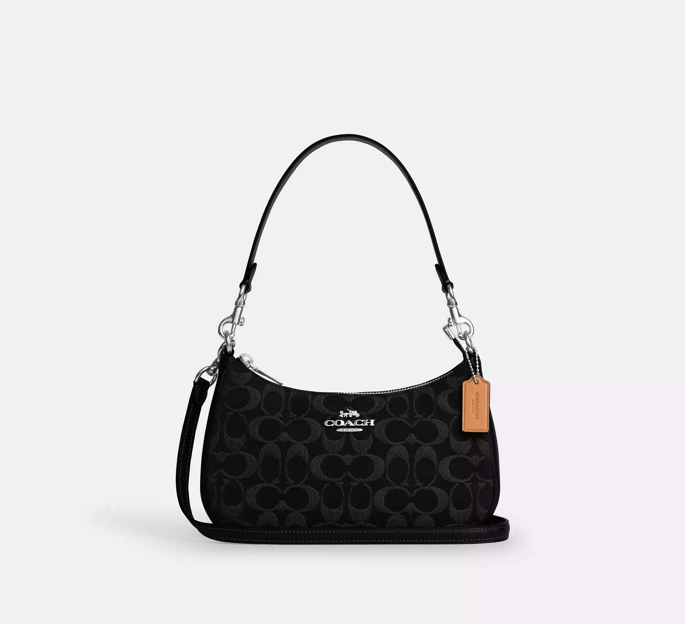 Coach Teri Shoulder Bag In Signature Denim - Silver/Black - My Suti