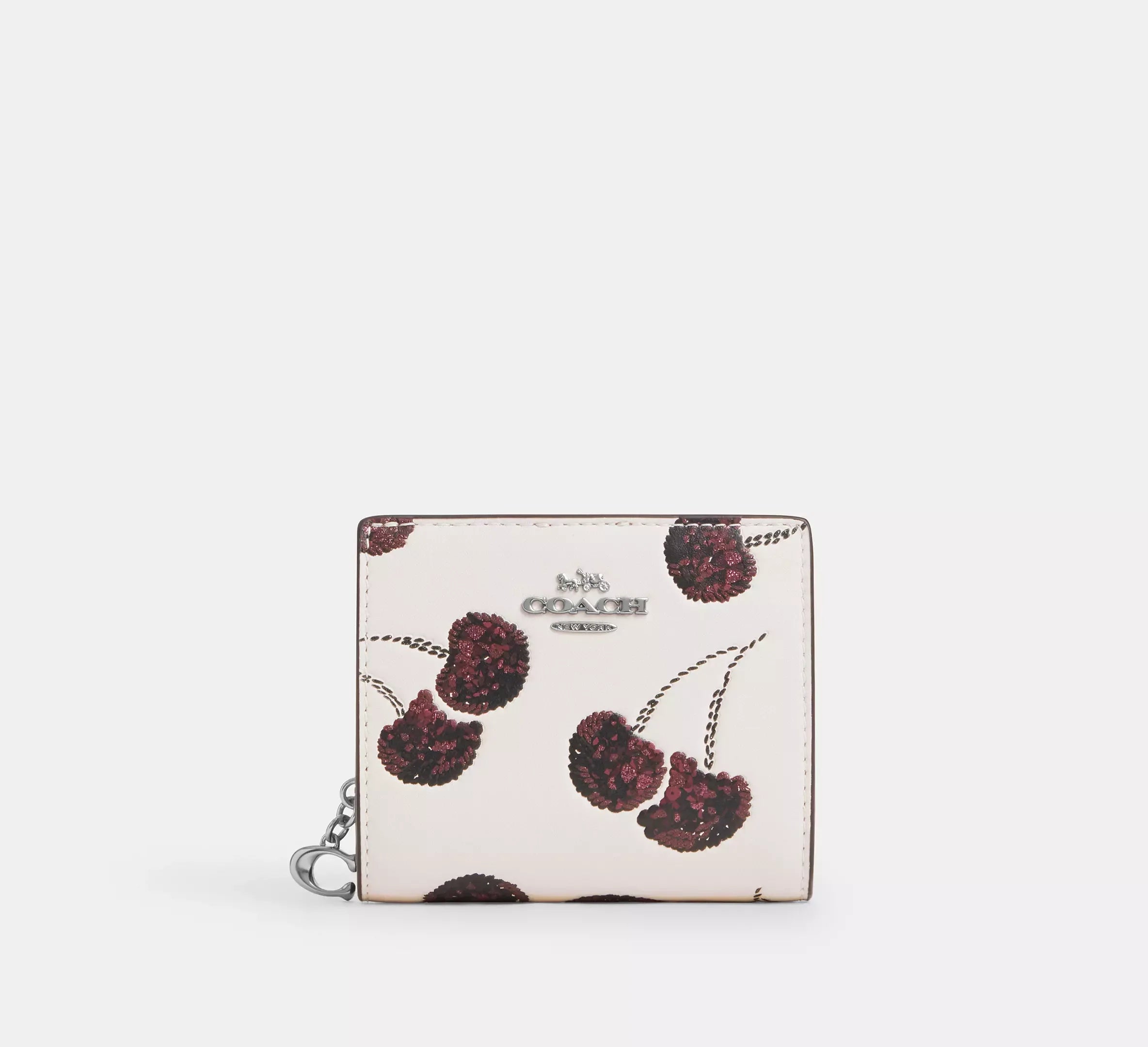 Coach Snap Wallet With Cherry Print - Silver/Chalk Multi - My Suti