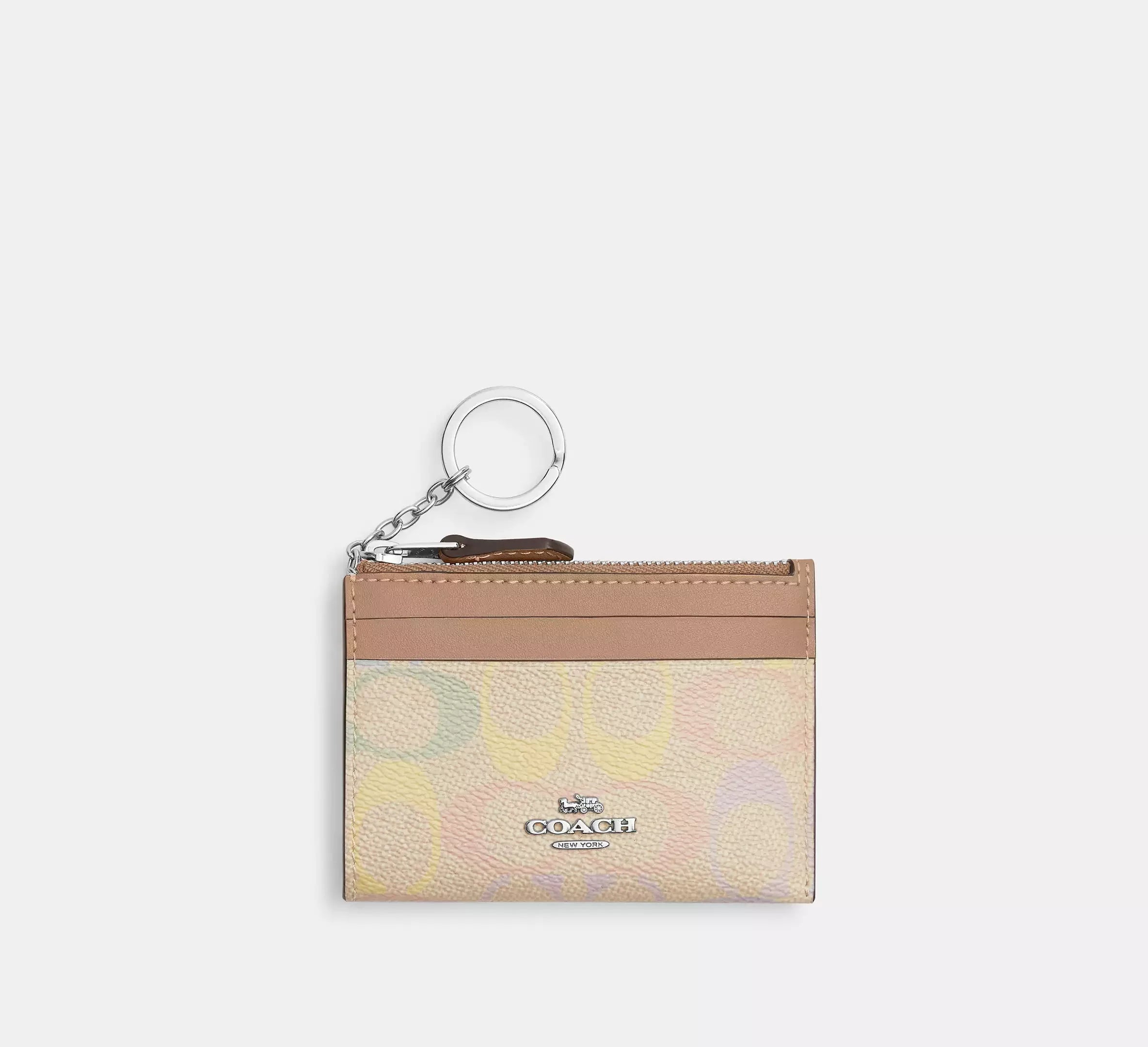 Coach Mini Skinny Id Case In Rainbow Signature - Silver - My Suti