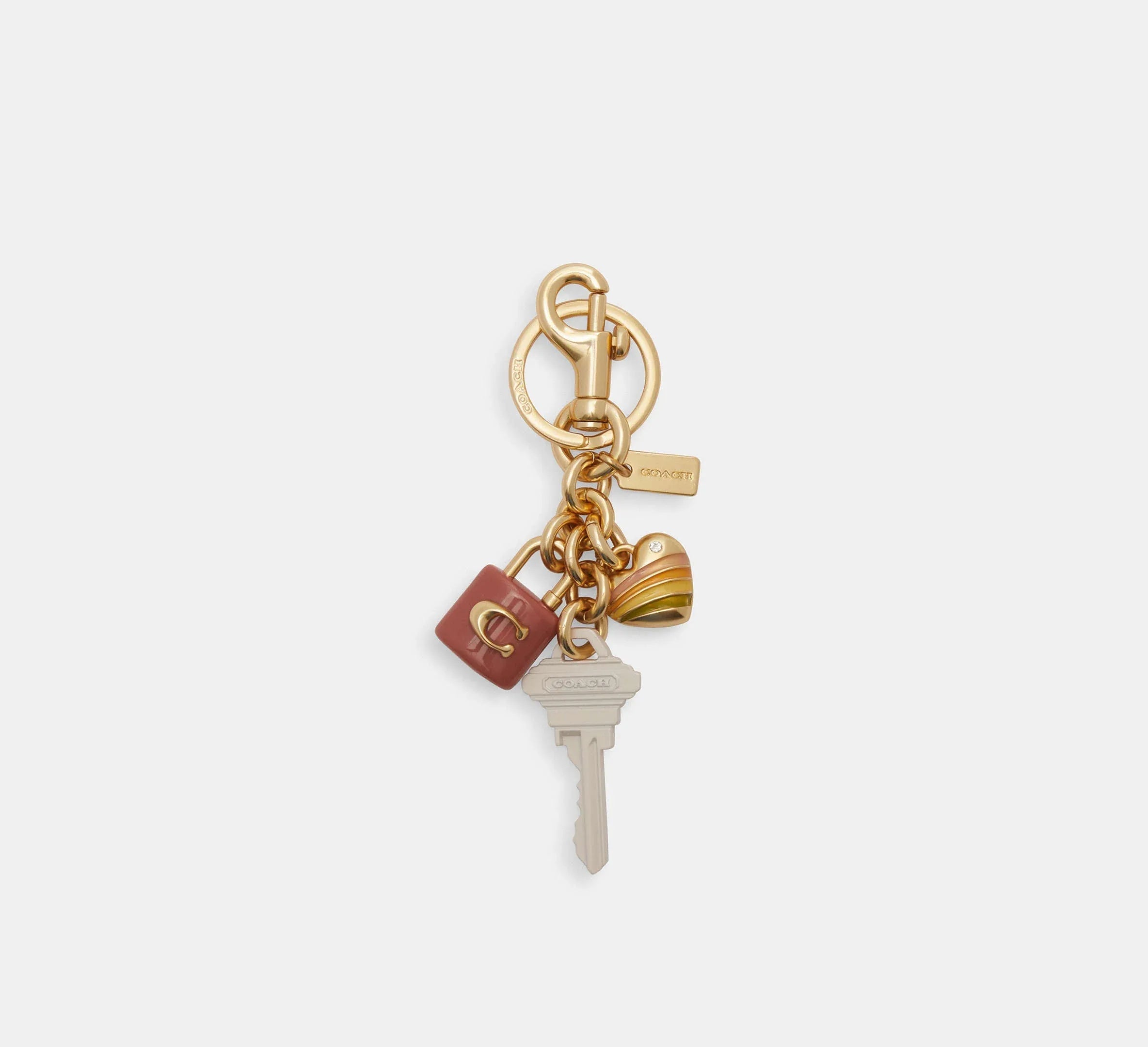 Coach Key Cluster Bag Charm - Gold/Pink Multi - My Suti