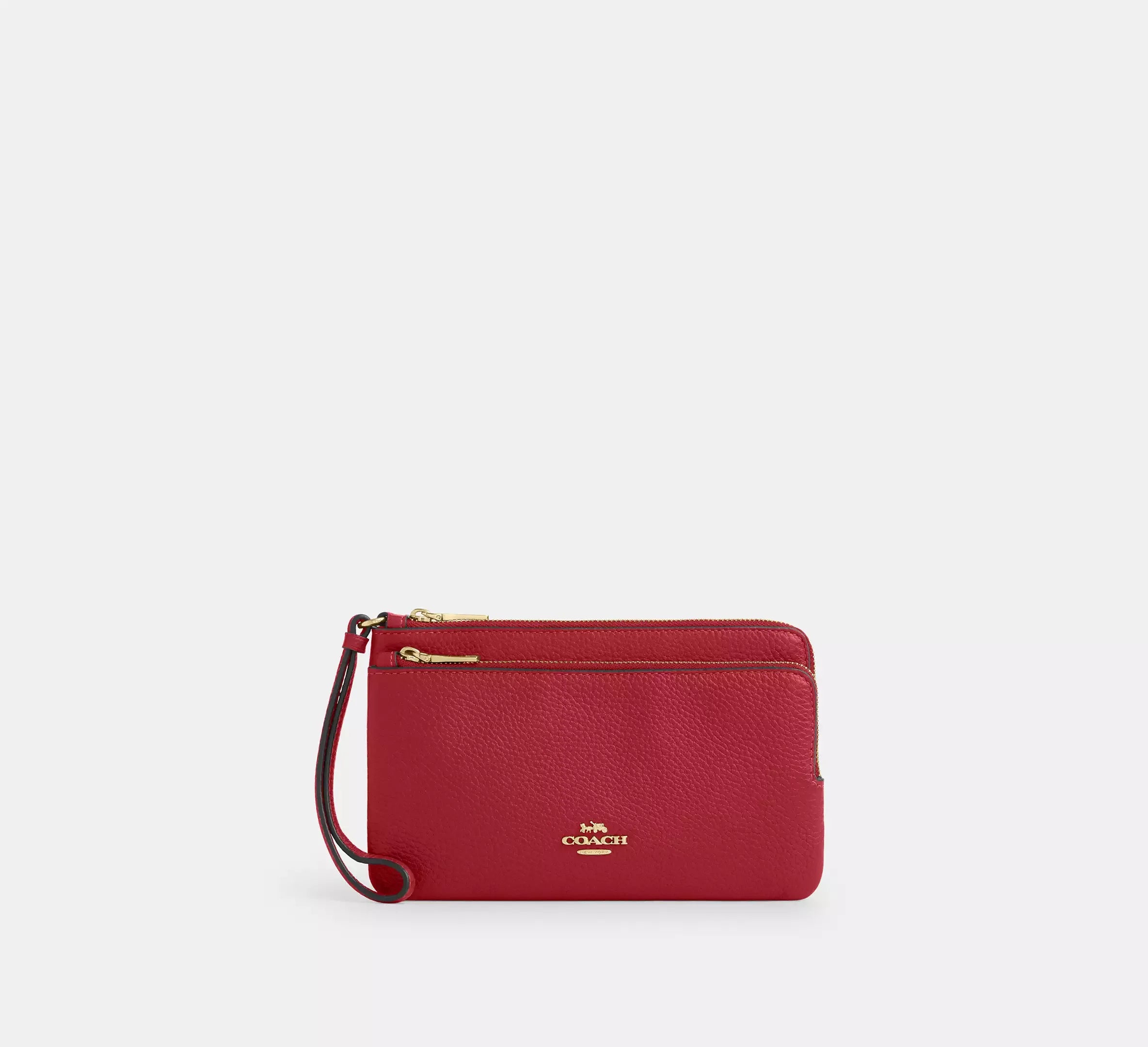 Coach Double Zip Wallet In Signature - Gold/True Red - My Suti Coach Double Zip Wallet In Signature - Gold/True Red - My Suti