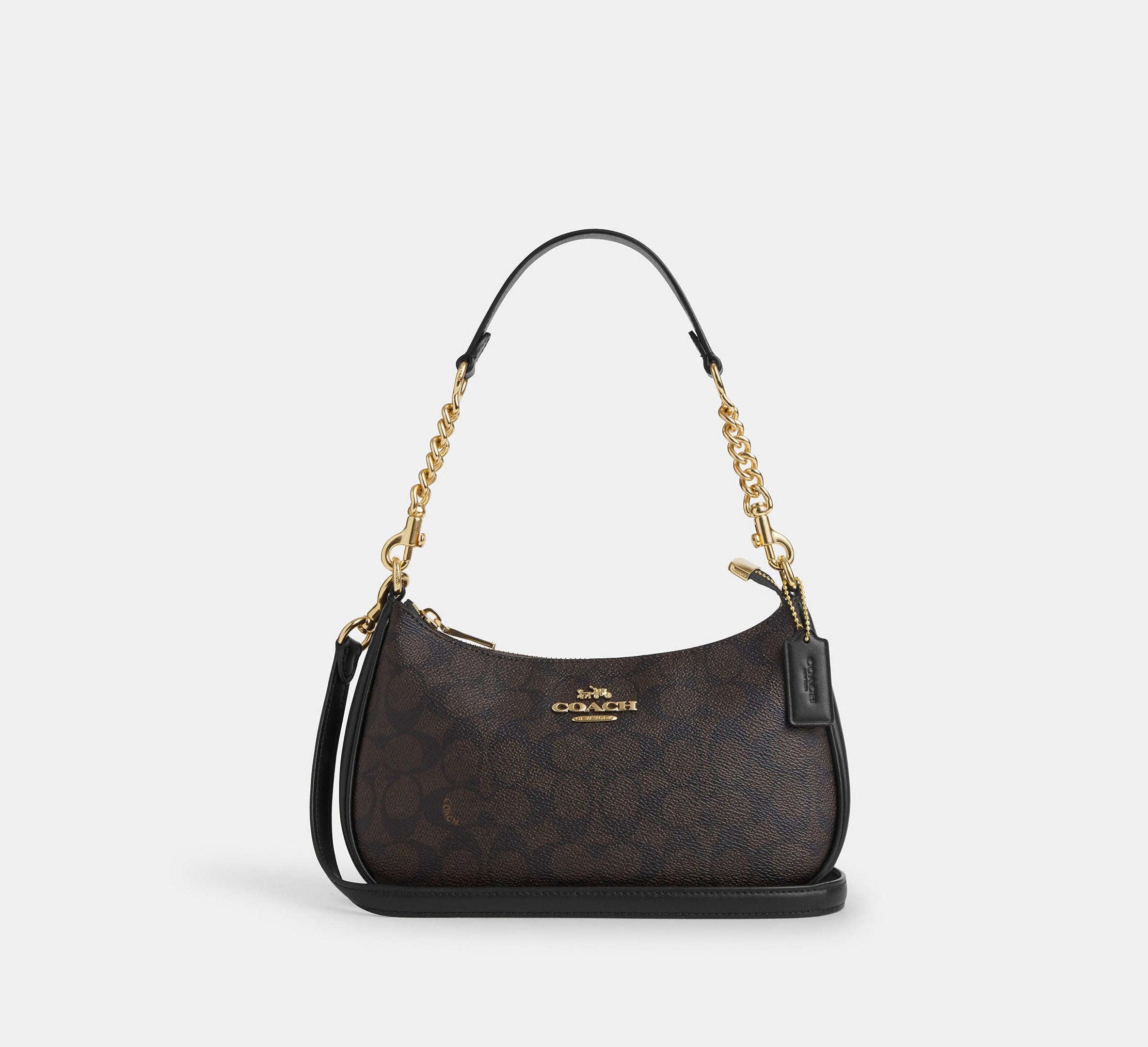 Coach Teri Shoulder Bag In Signature - Gold/Walnut/Black - My Suti