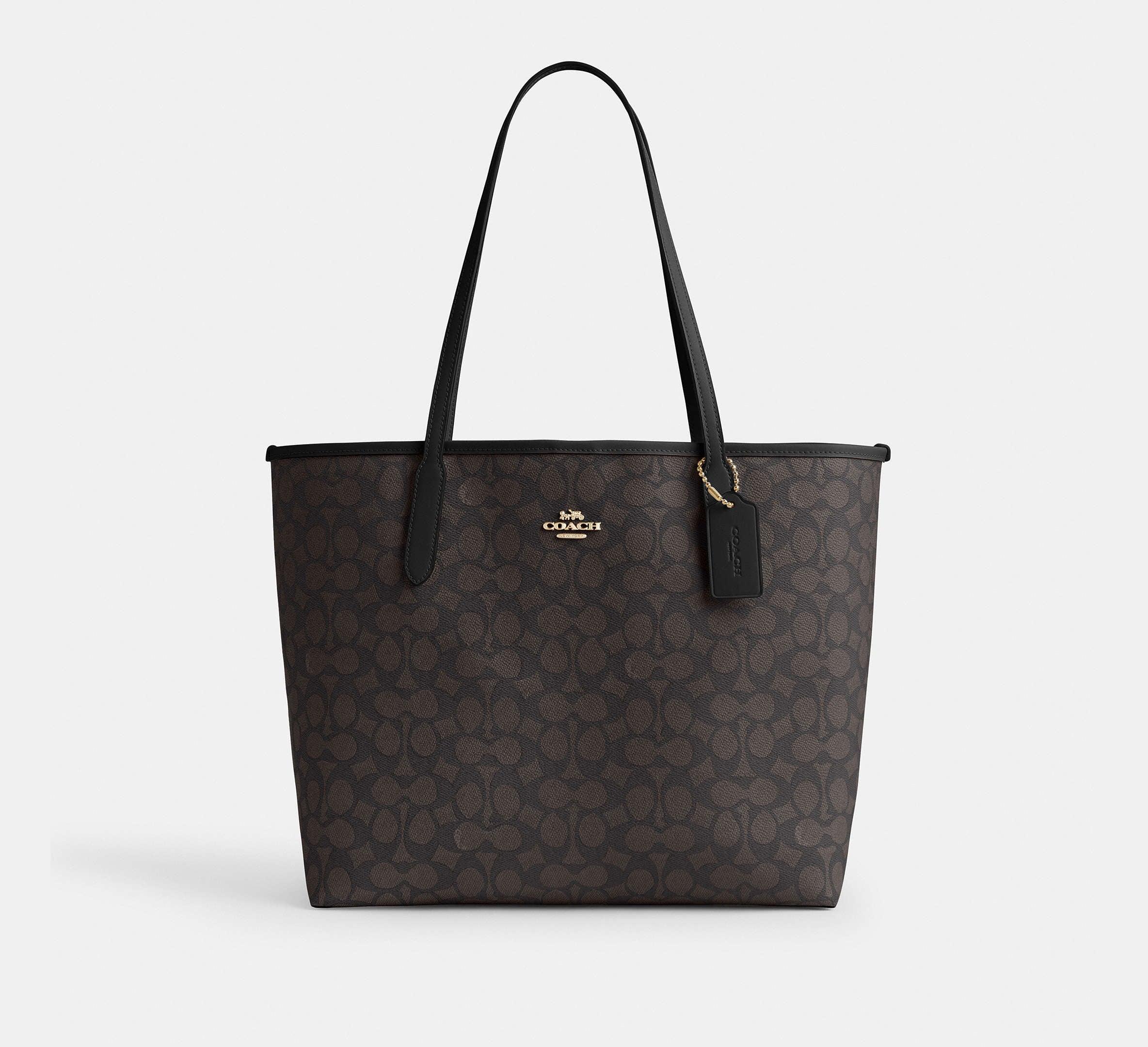Coach City Tote Bag In Signature - Gold/Walnut/Black - My Suti