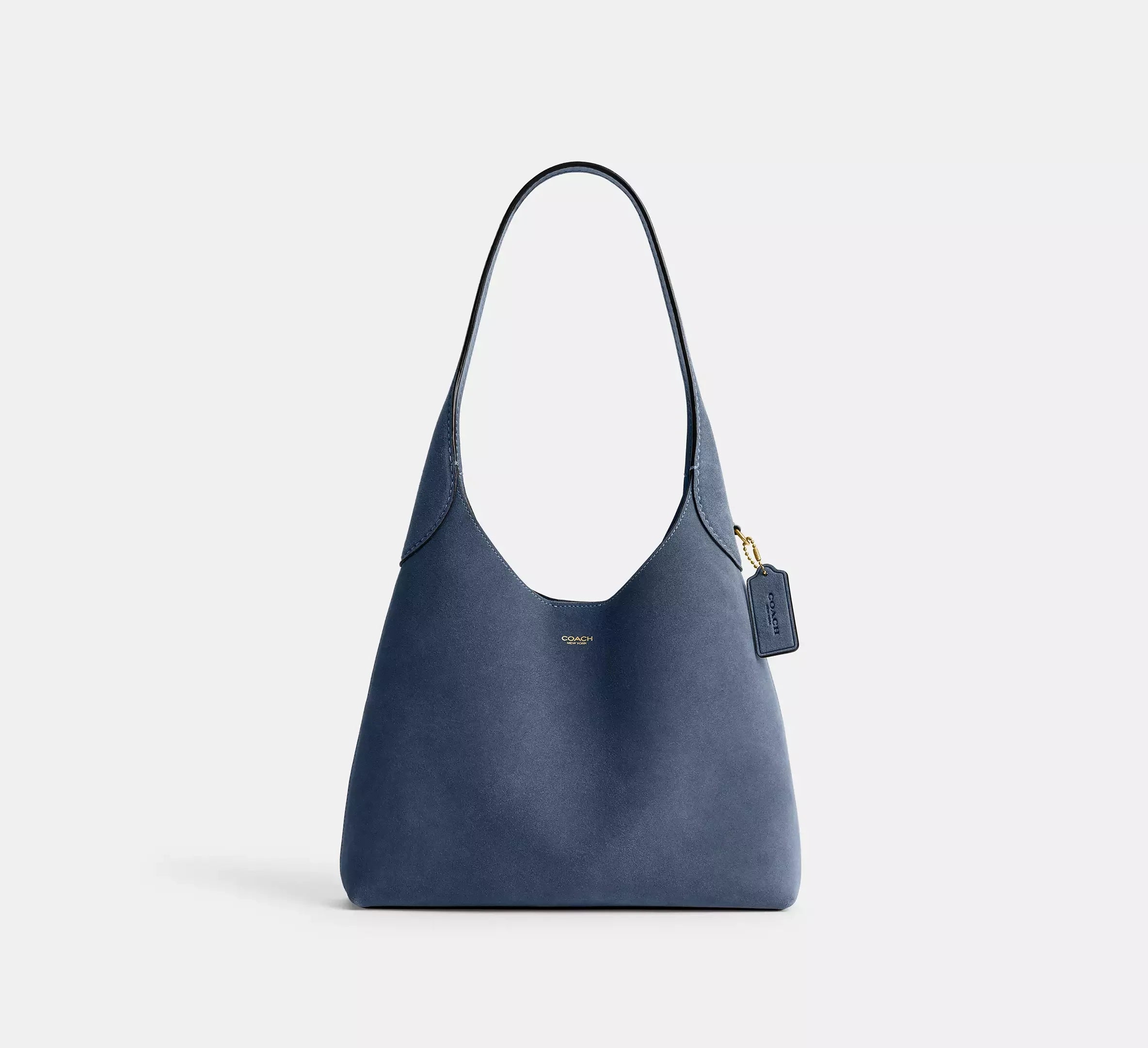 Coach Brooklyn Shoulder Bag 28 - Suede/Brass/Light Denim - My Suti