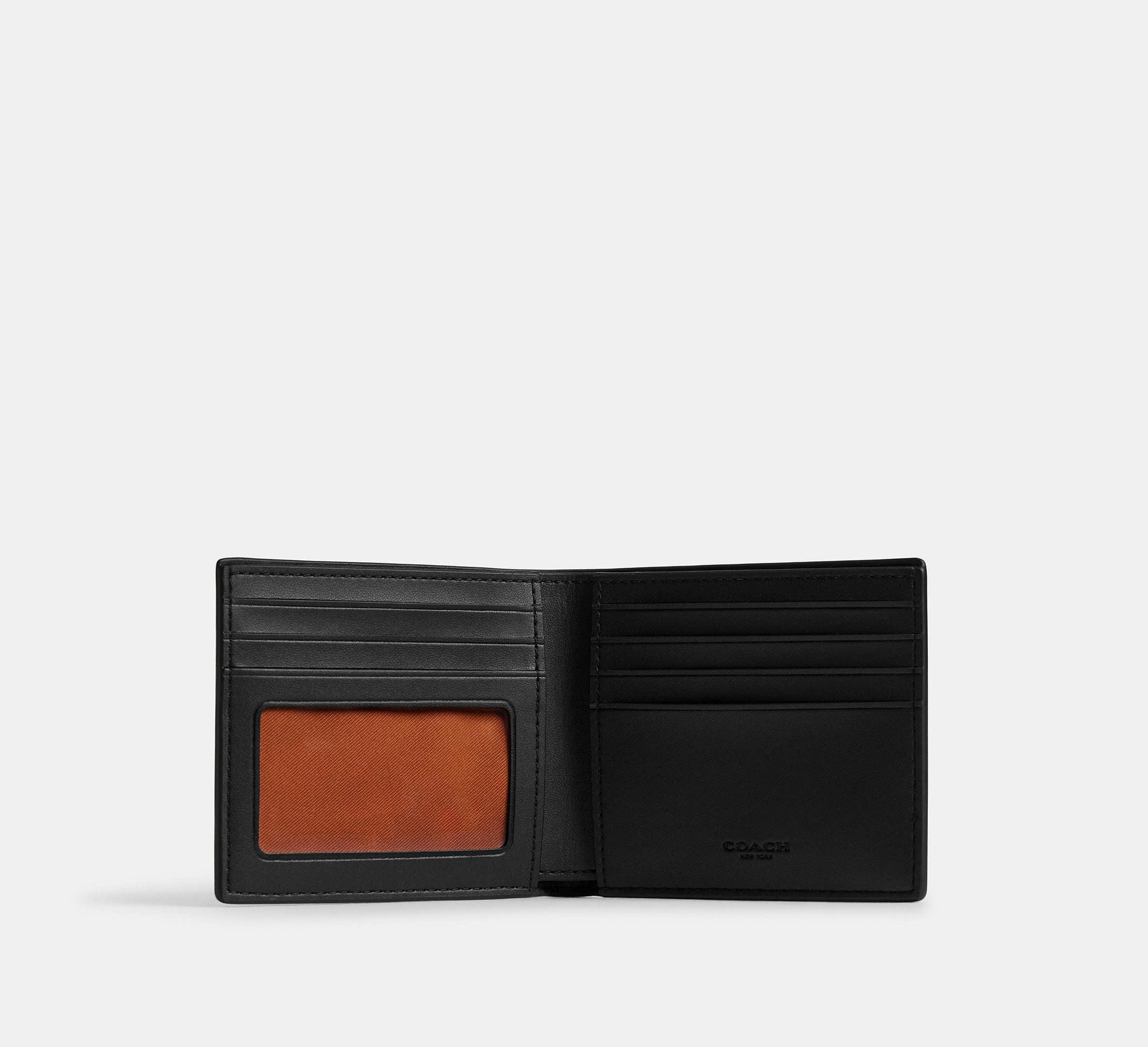 Coach Billfold Wallet In Signature Canvas-Tan/Black - My Suti