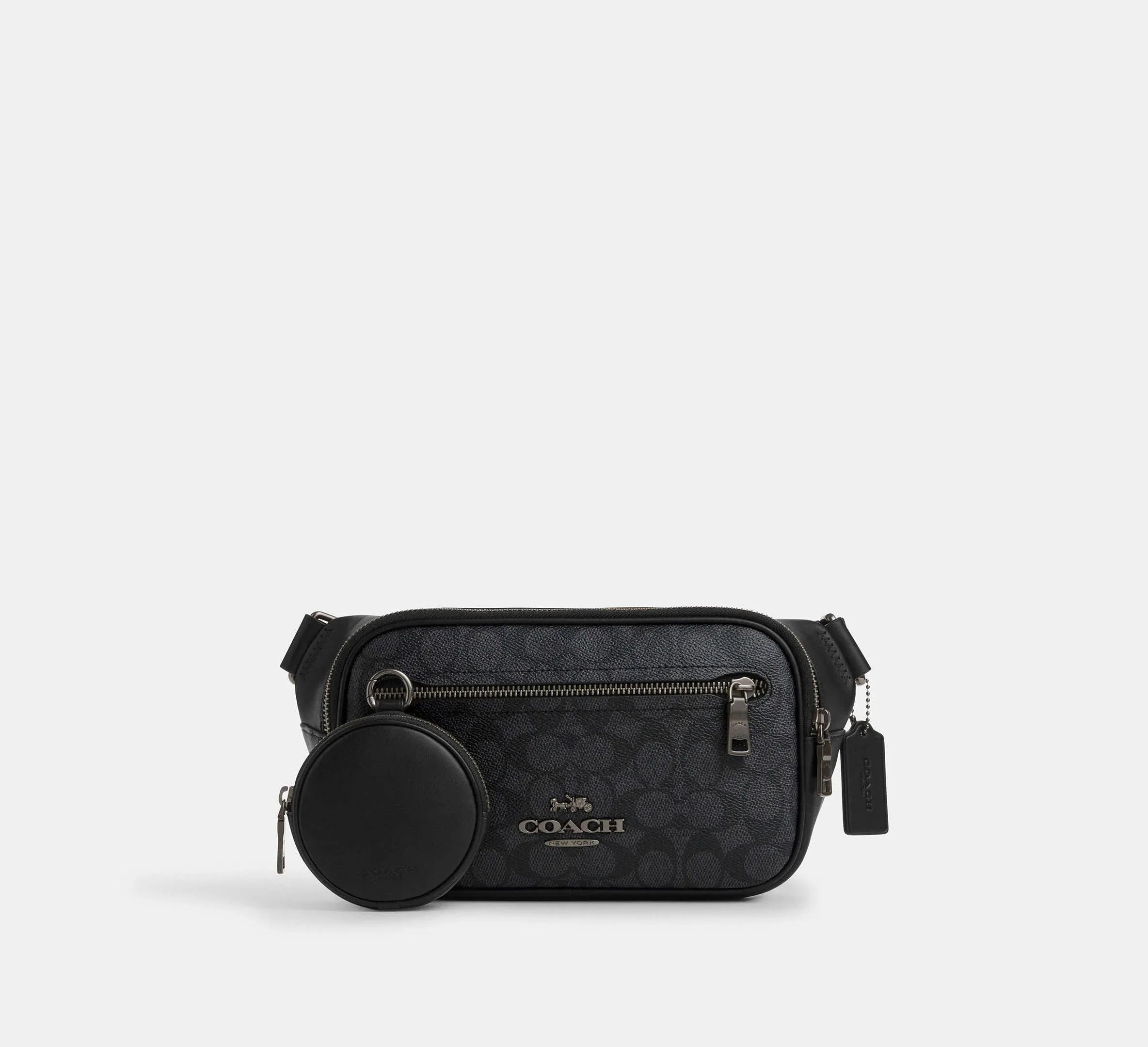 Coach Elias Belt Bag In Signature-Gunmetal/Charcoal/Black - My Suti