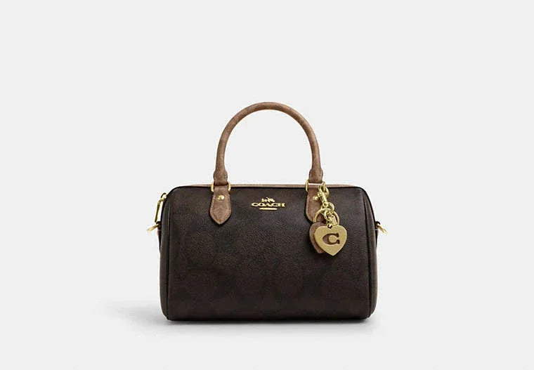 Coach Hearts Key Ring In Signature - Gold/Tan/Brown - My Suti
