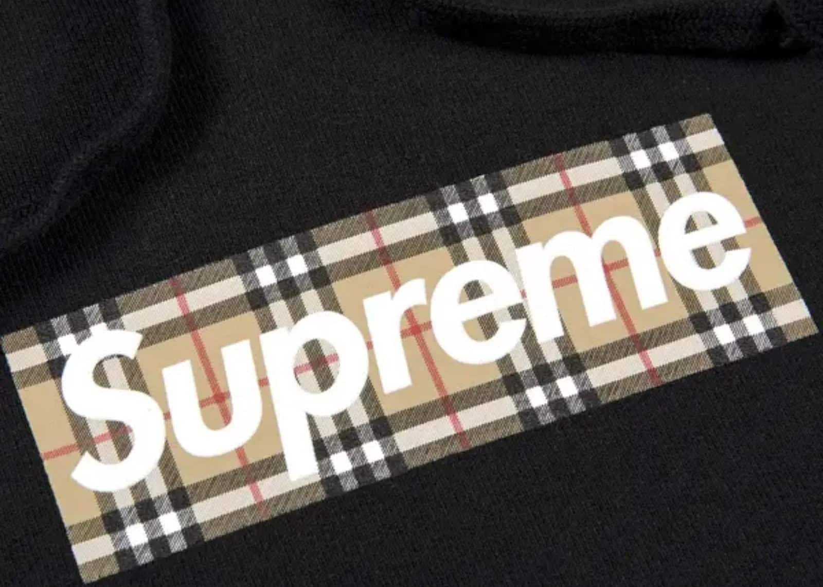 Supreme Burberry Box Logo Hooded Sweatshirt Black - My Suti