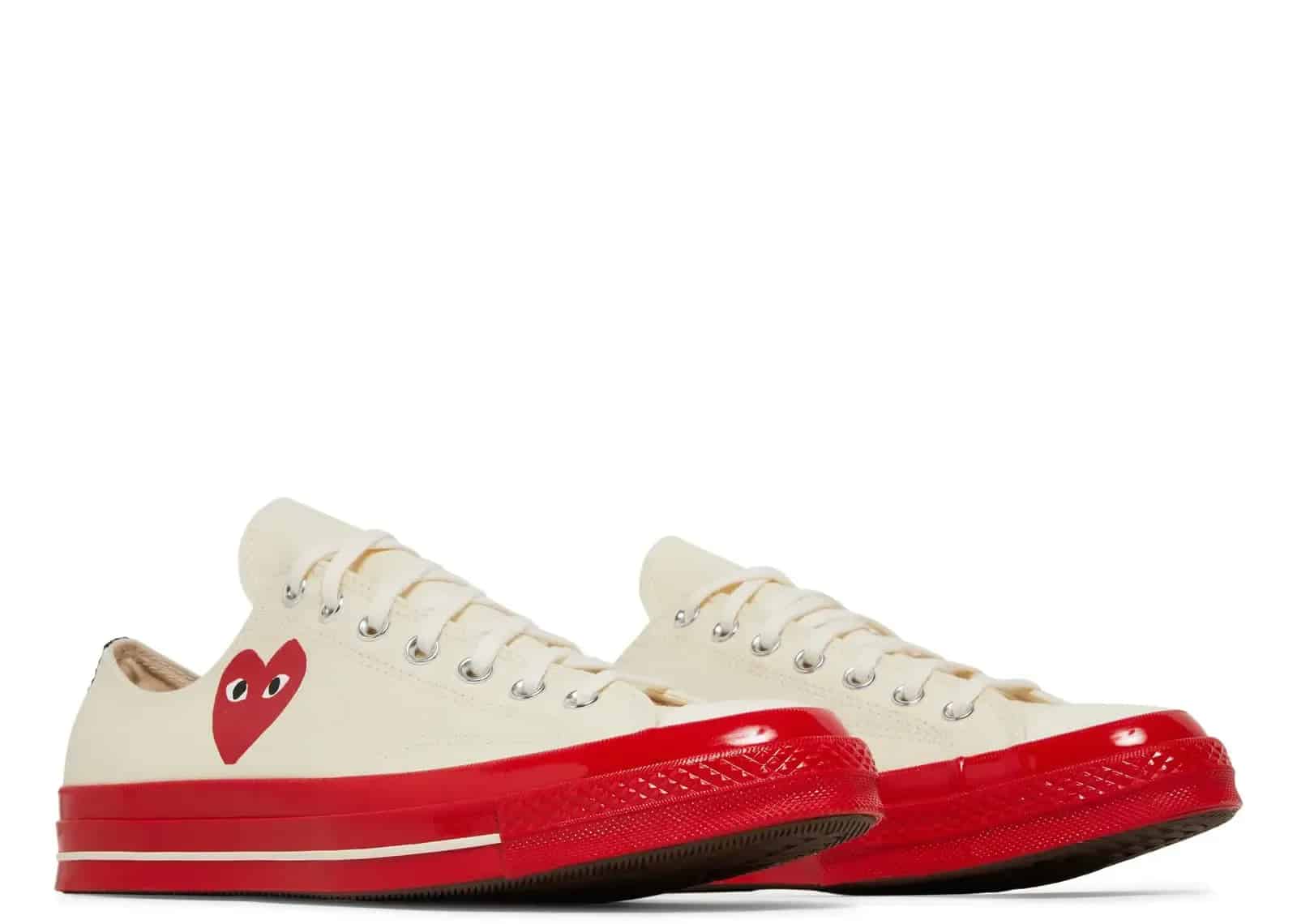 Converse Chuck Taylor All Star 70 Ox Comme Des Garcons PLAY Egret Red Midsole - My Suti