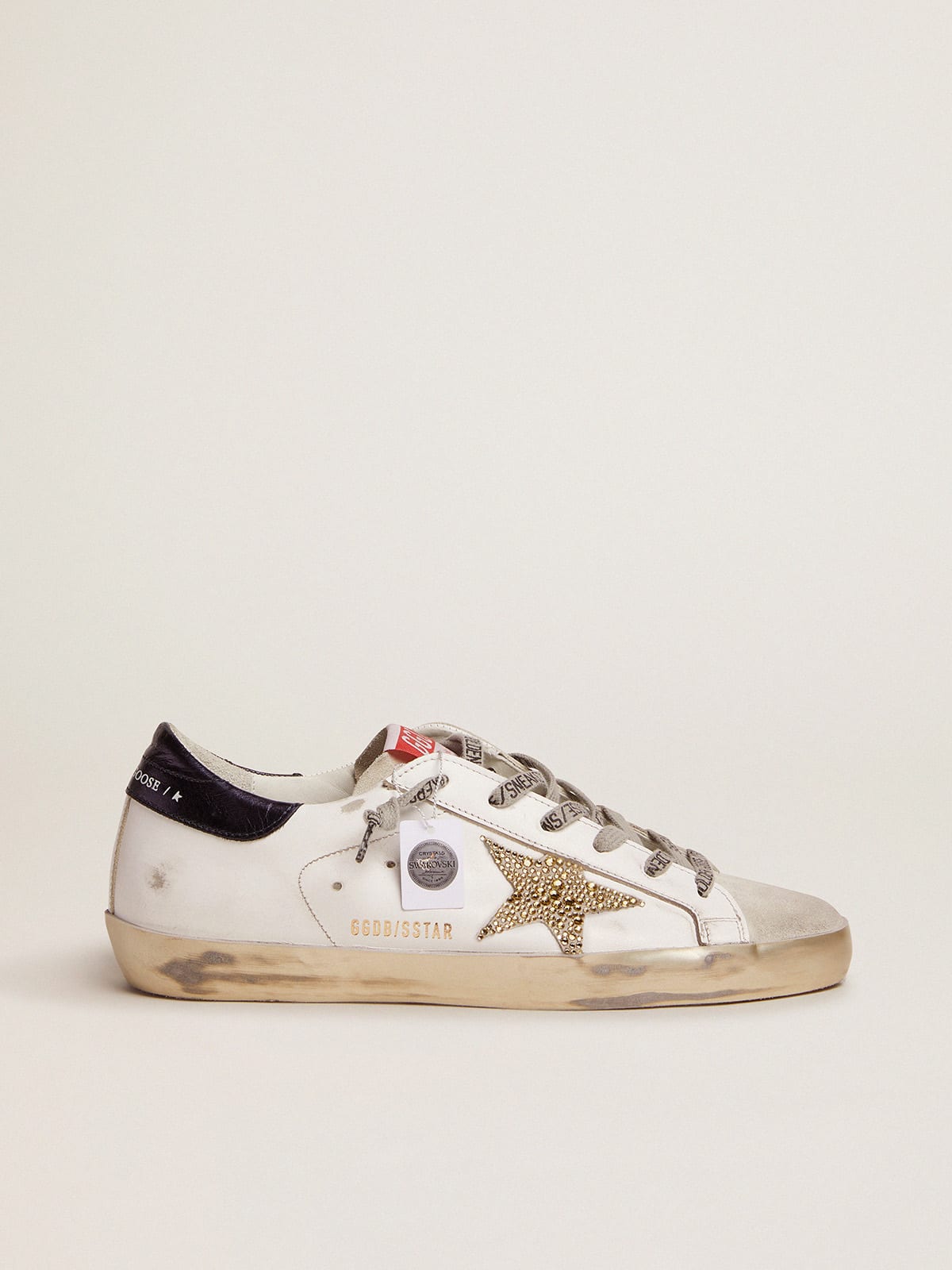 Golden Goose Women’s Super-Star With Blue Heel Tab And Swarovski Crystal Star - Görsel 1
