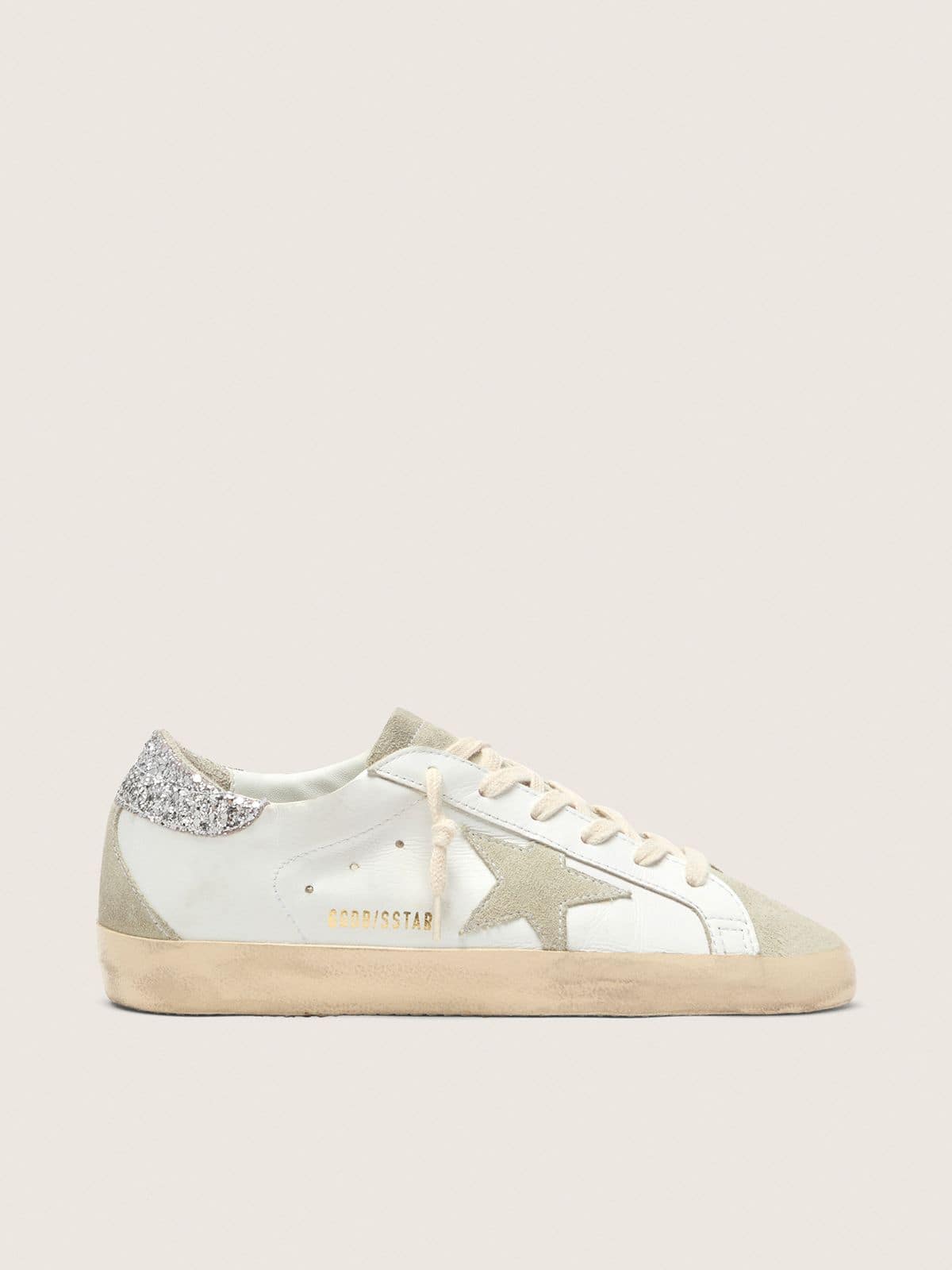 Golden Goose Women's Super-Star With Gray Star And Silver Glitter Heel Tab - Görsel 1