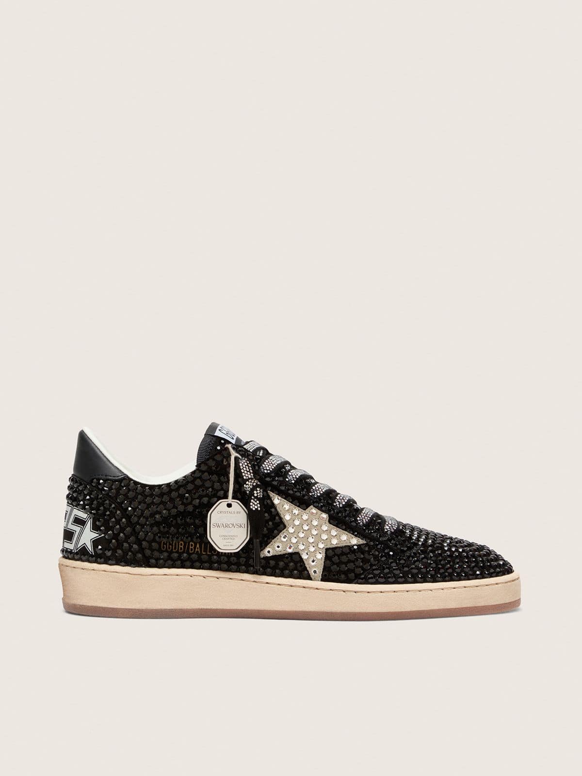 Golden Goose Ball Star In Black Suede With White Star And Swarovski Crystals - Görsel 1