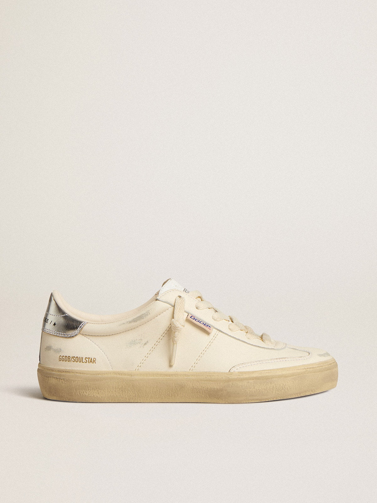 Golden Goose Soul Star In White Nappa With Metallic Silver Leather Heel Tab - Görsel 1