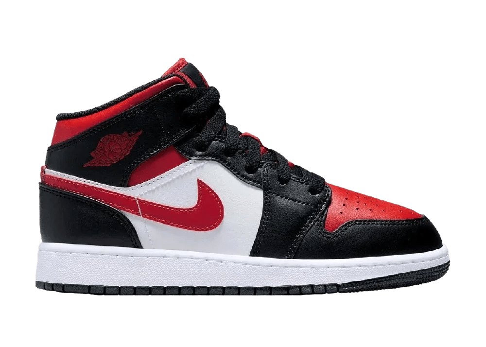 Nike Air Jordan 1 Mid Black Fire Red (GS) - My Suti