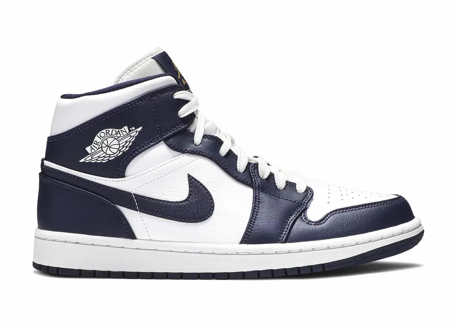 Nike Air Jordan 1 Mid White Metallic Gold Obsidian - My Suti