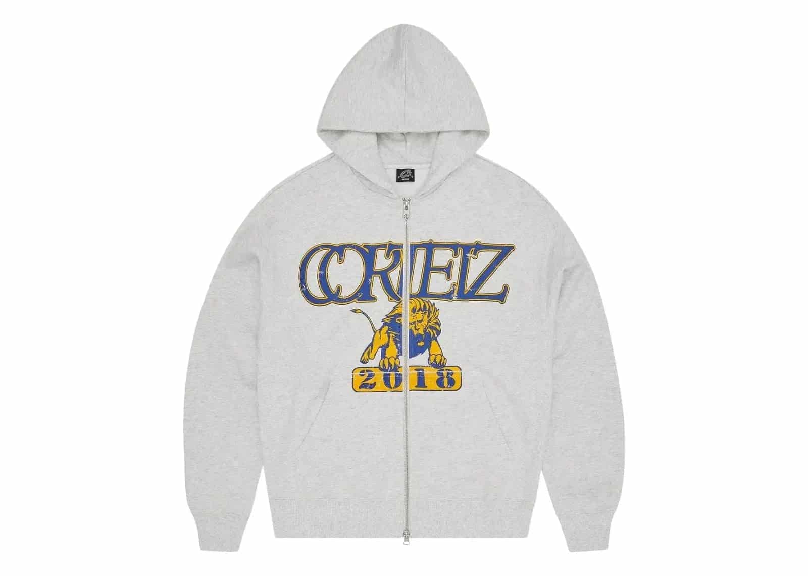 Corteiz Lion Boxy Zip Hoodie Light Heather - My Suti
